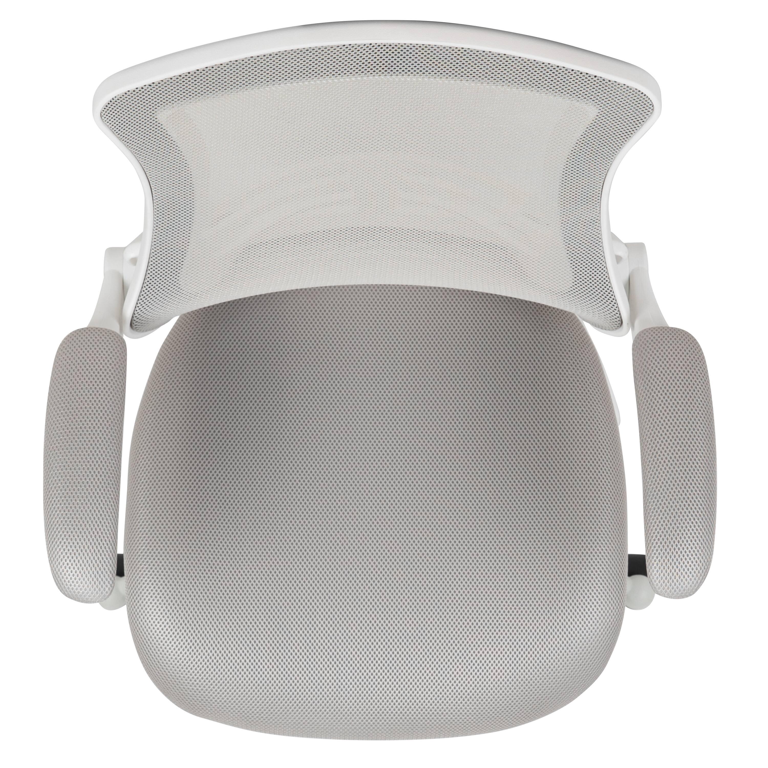 Alt View 8. Emma + Oliver - Mid-Back Mesh Swivel Ergonomic Task Office Chair with Flip-Up Arms - Light Gray Mesh/White Frame.