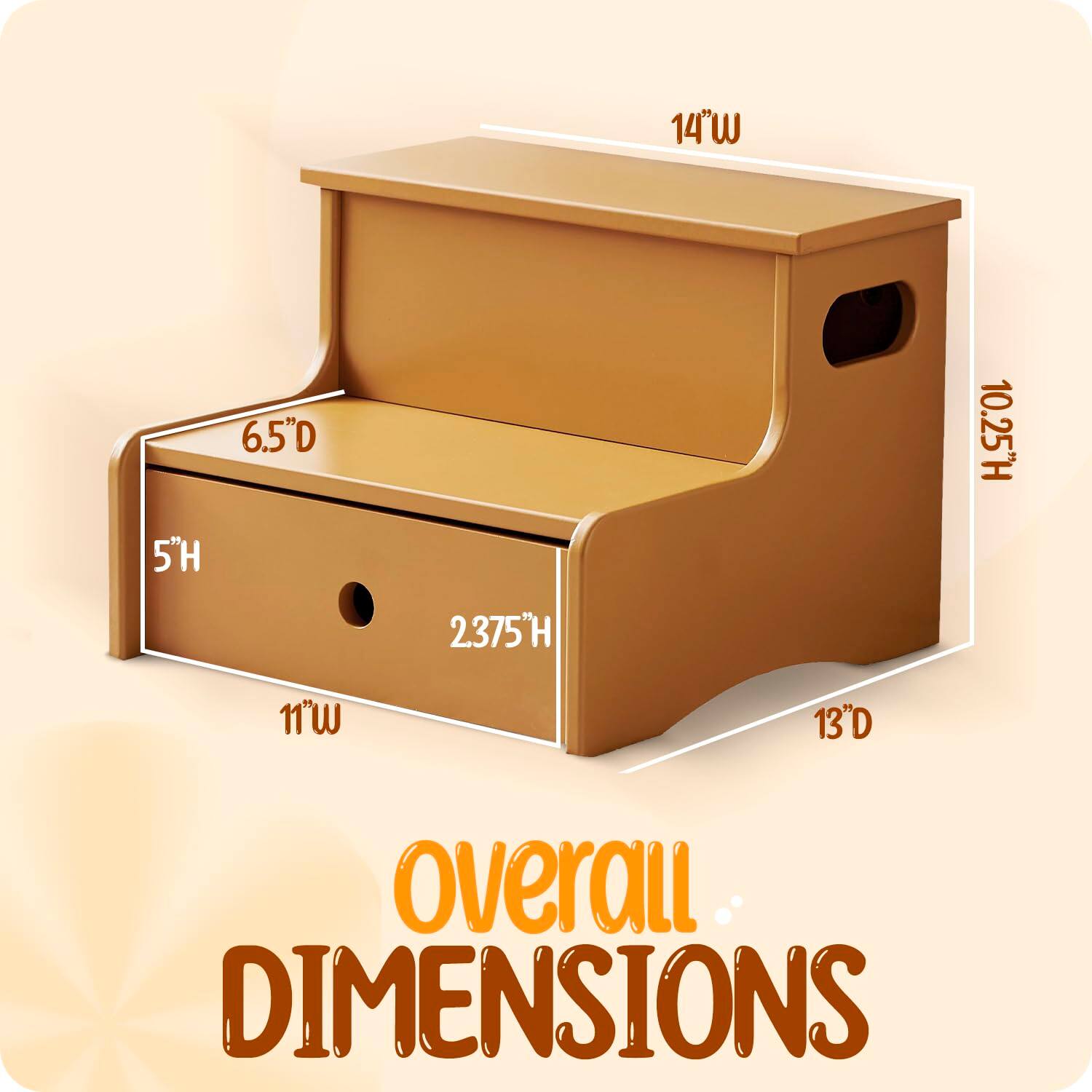 14"W  
10.25"H  
13"D  
11"W  
5"H  
6.5"D  
2.375"H  

Overall Dimensions