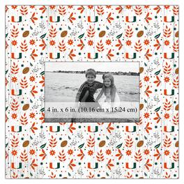 Fan Creations - Miami Hurricanes 10'' x 10'' Floral Pattern Frame - Multicolor