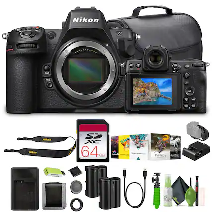 Nikon Z7
- Fn1
- Fn2
Nikon SDXC 64 GB
- VideoStudio 2020
- PaintShop Pro
- Painter Essentials
- Shot Pro
Nikon accessories:
- Straps
- Battery
- Charger
- Cleaning kit
- USB cable
- Tripod
- Lens cap
- Lens hood
- Cleaning cloth