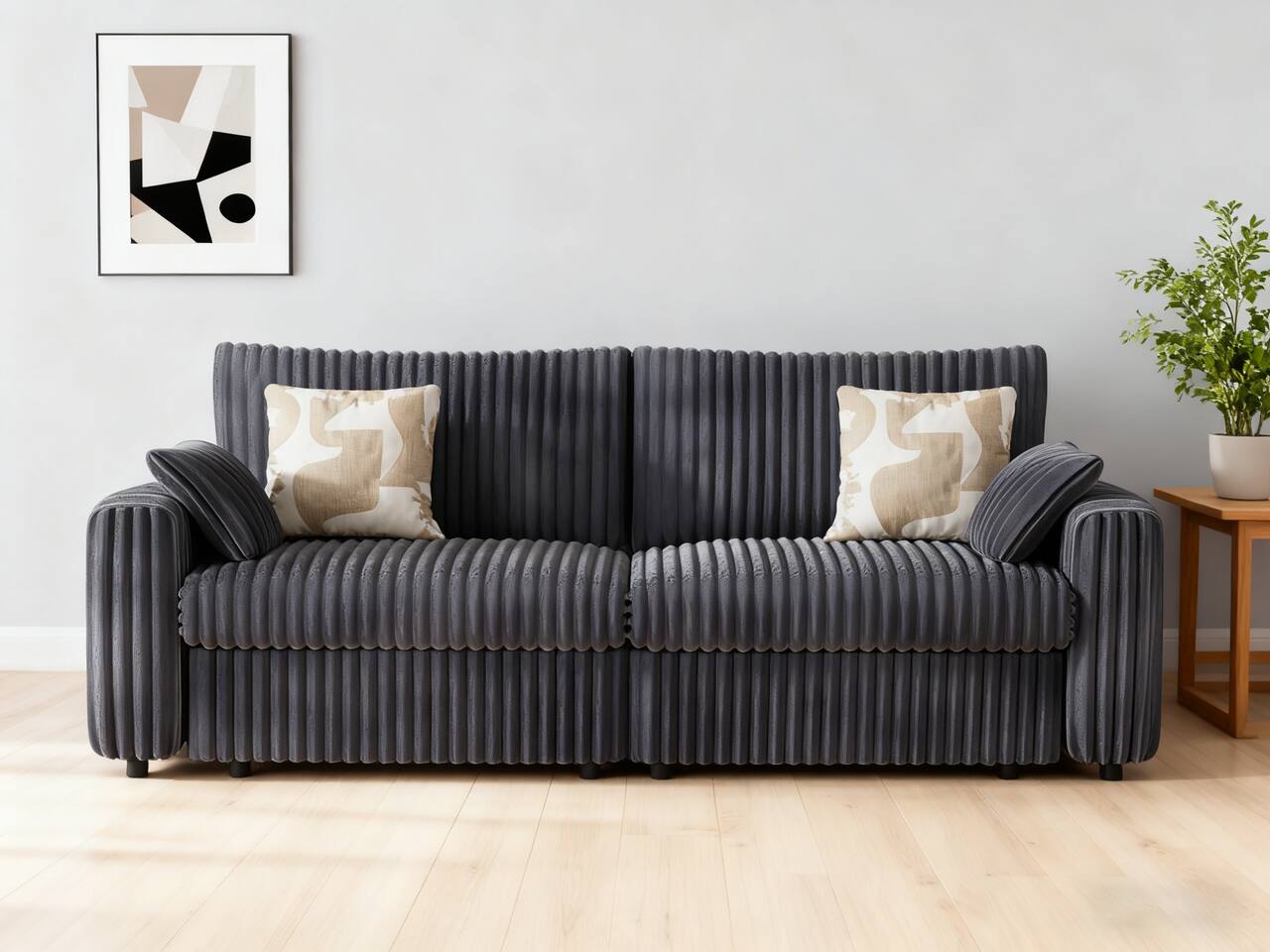 Front. Vipbear - 93.5" Modern Oversized Modular Sectional Sofa Plush Corduroy Fabric, Sectional Couch with Deep Seat, Tool-Free Assembly - Dray.