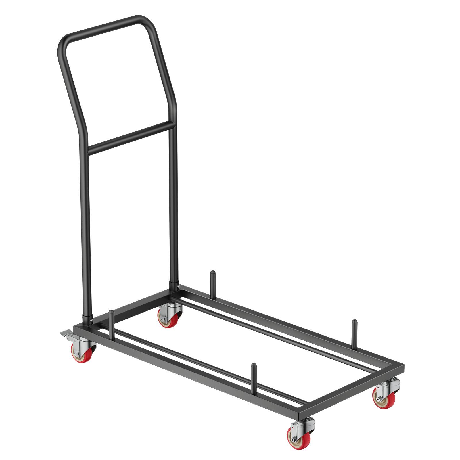 Back. LOVMOR - Folding Chair Rack Cart for 25 Chairs, Horizontal L-Shape Design, 300-Lb Capacity - Black.