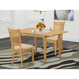 East West Furniture - NOVA3C 3 Pc Dining room set - small Dining Table and 2 dinette Chairs - Oak
