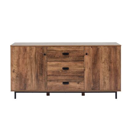 Front. Teamson Home - Brooklyn Sideboard with Storage Plus Metal Legs and Handles - Tan.