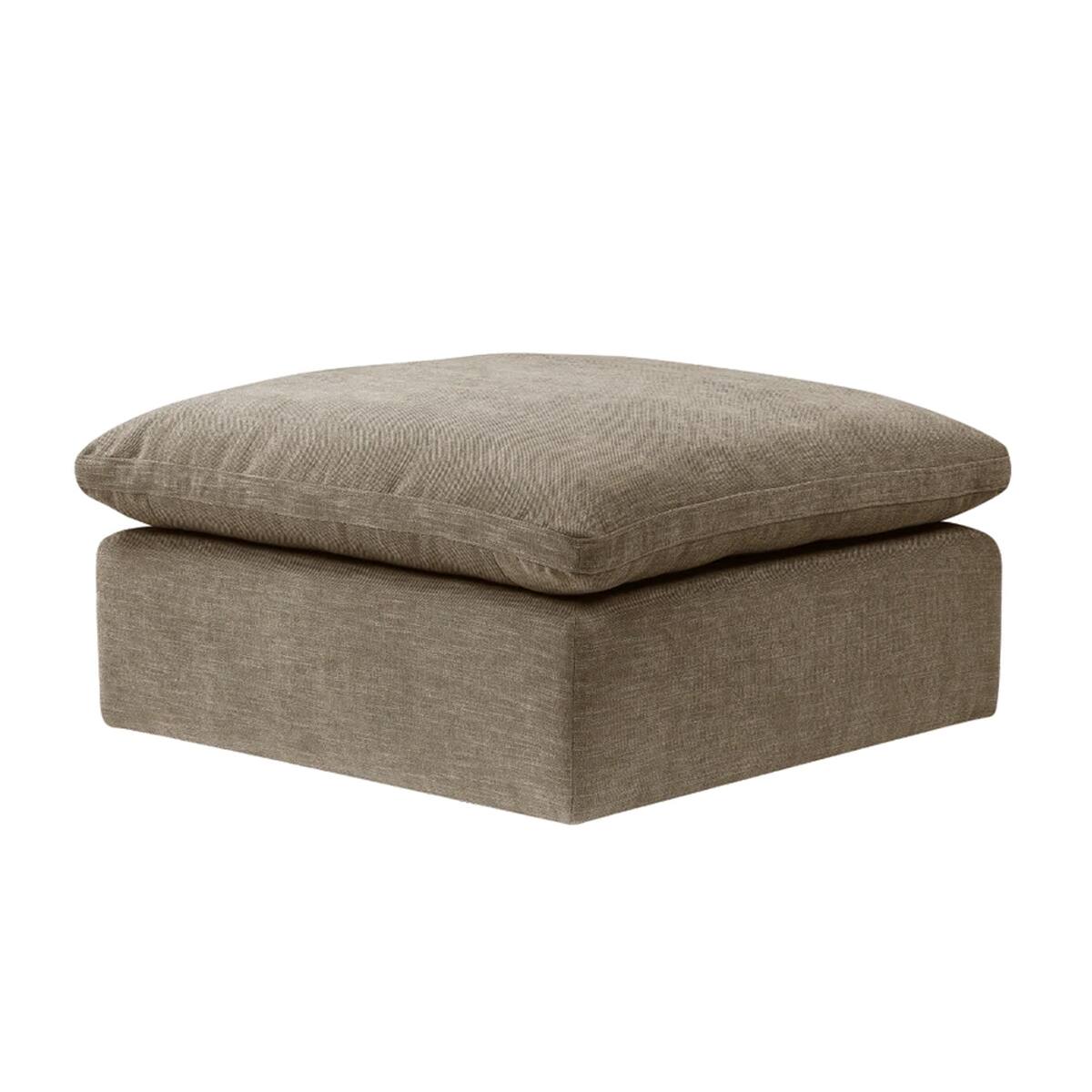 Front. Manhattan Lane - Scott 37 Inch Square Ottoman, Removable Pillow Top Cushion - Beige Linen.