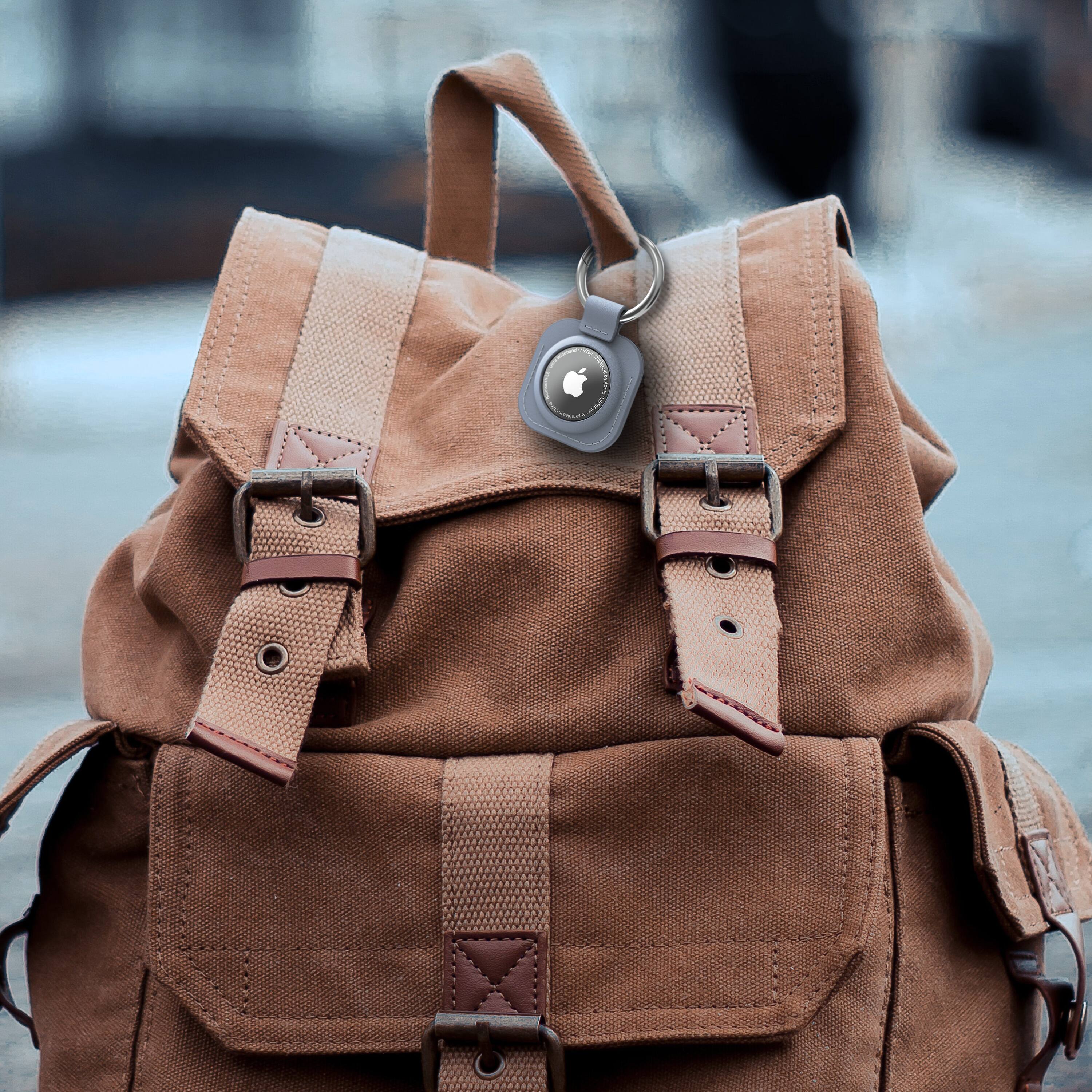 Angle. Vena - 2 Pack For Apple AirTag Holder, AirTag Keychain Leather, AirTag Case Cover For Pet Dog Cat Collar Luggage, Blue & Pink - Multicolored.