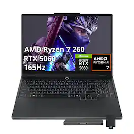 Lenovo - Legion 5 15.1" WQXGA Gaming Laptop,Ryzen 7 260,16GB DDR5,1TB SSD+1TB Dock Set,GeForce RTX 5060,Win 11 Pro - Black