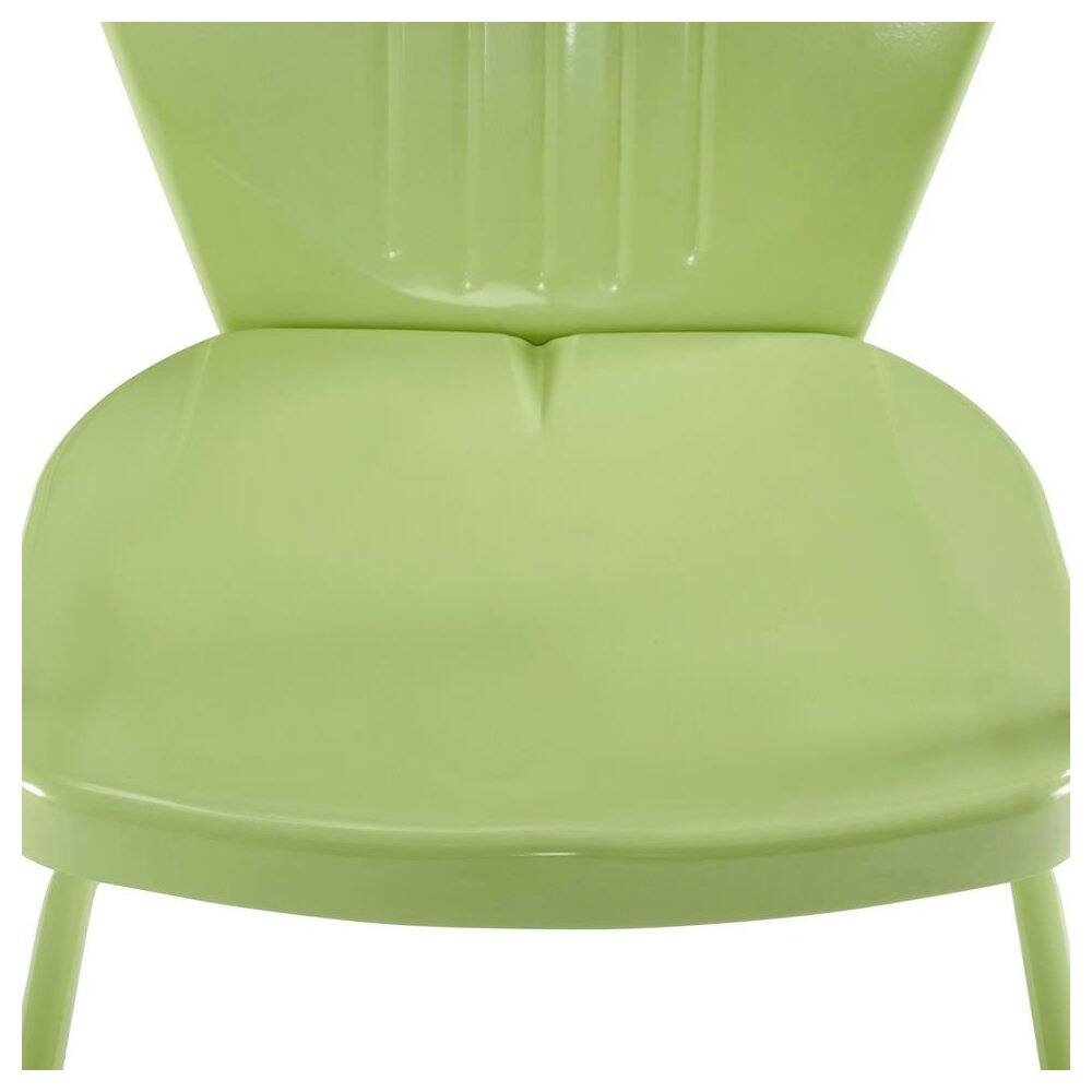 Back. Outdoor Escape - Key Lime Green Metal Patio Chair with Gloss Finish – Decorative Retro Style - Key Lime Gloss.