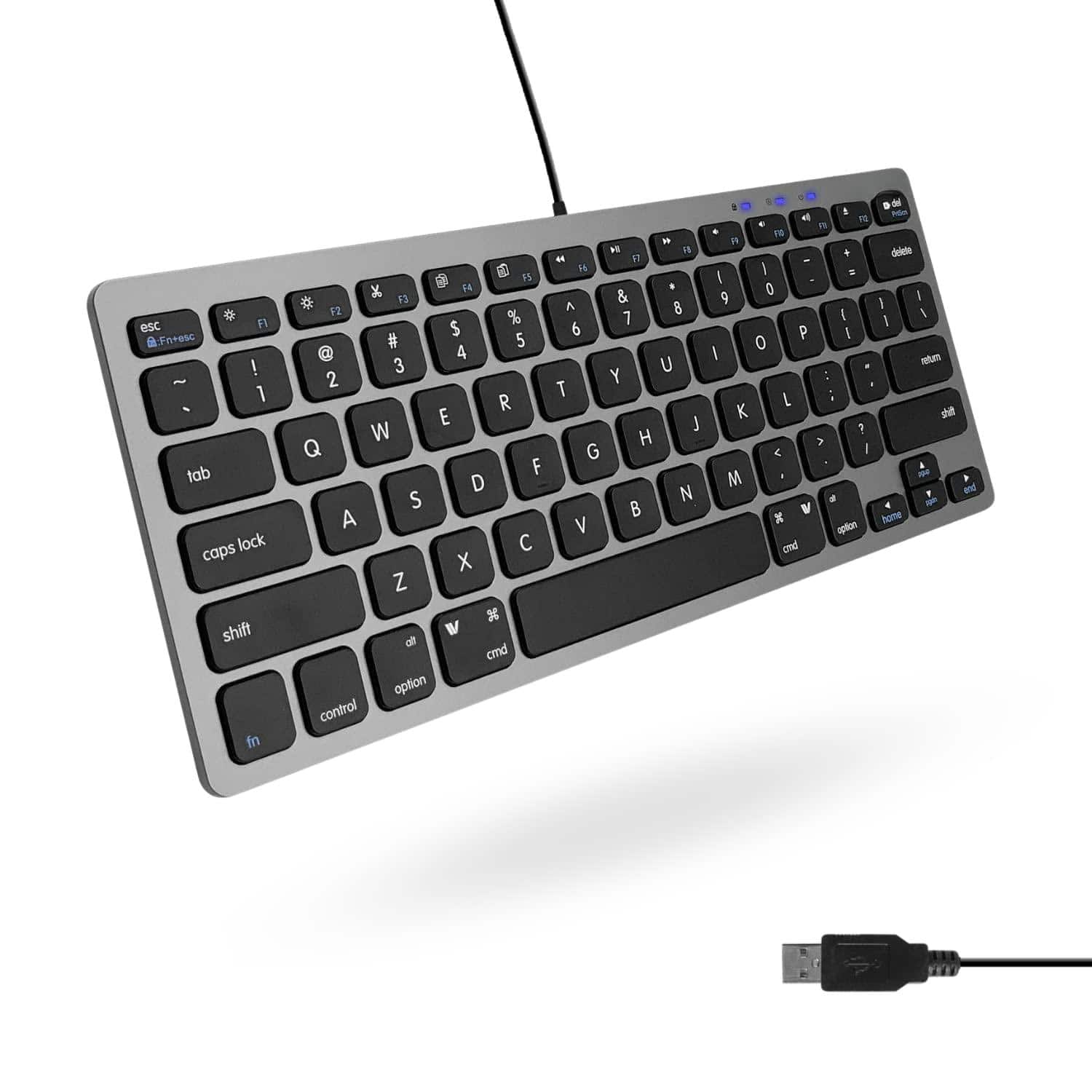 Live At Space - Small Usb Wired For And Windows - 78 Scissor Keys 13 Shortcut Compatible Mini Compact Computer That Saves Space Looks - Space Gray