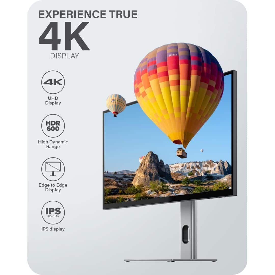 Alogic Clarity 27 Inch UHD 4K Monitor with 8 in 1 Hub, IPS