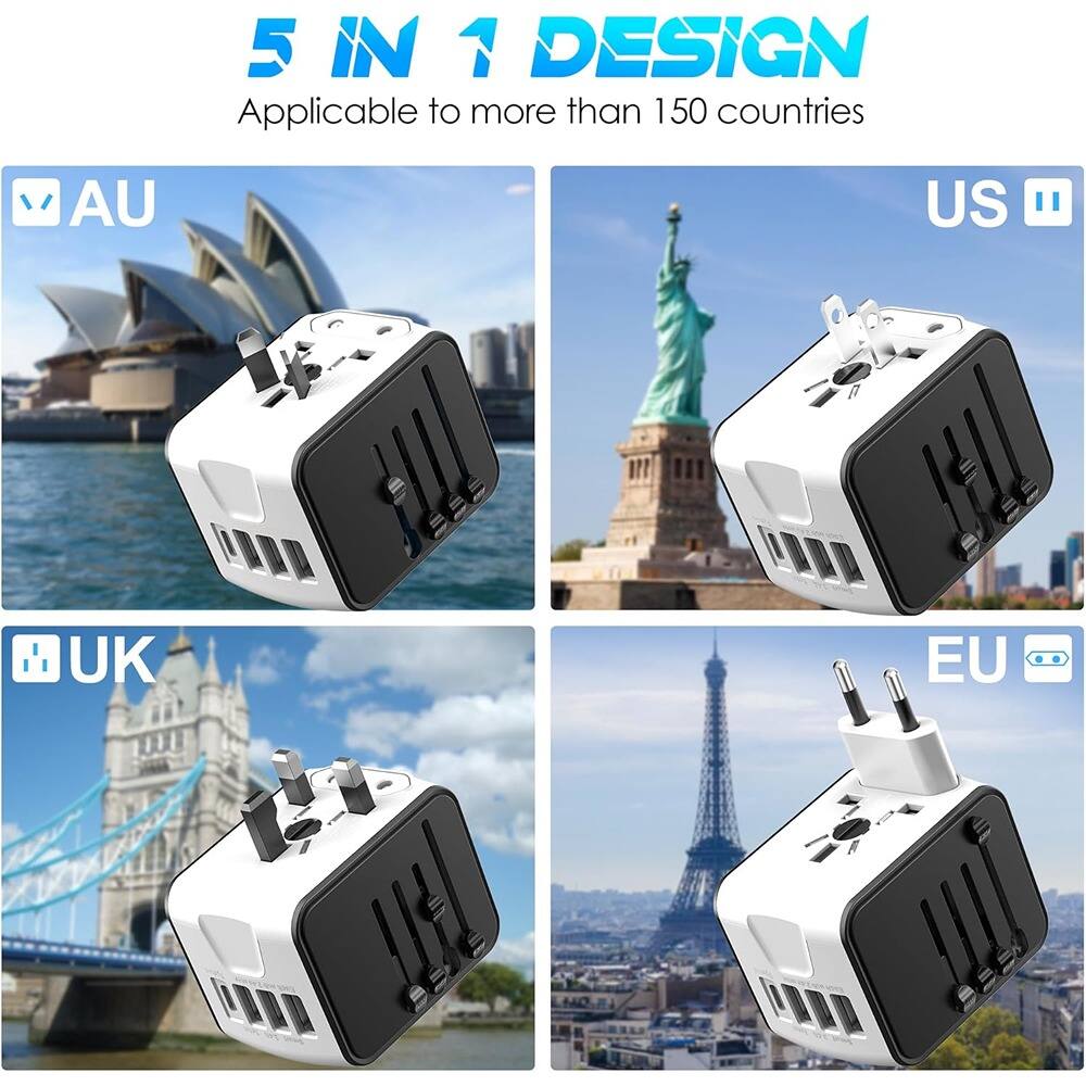 5 IN 1 DESIGN  
Applicable to more than 150 countries  

AU  
US  
UK  
EU