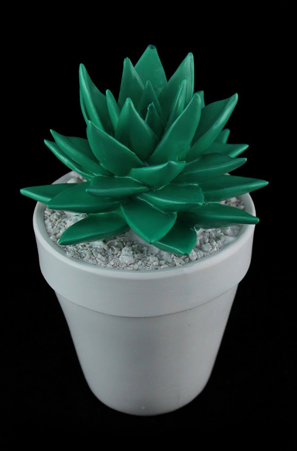 Alt View 1. Zeckos - Bright Green Mini Ceramic Succulent in White Round Planter - Green.