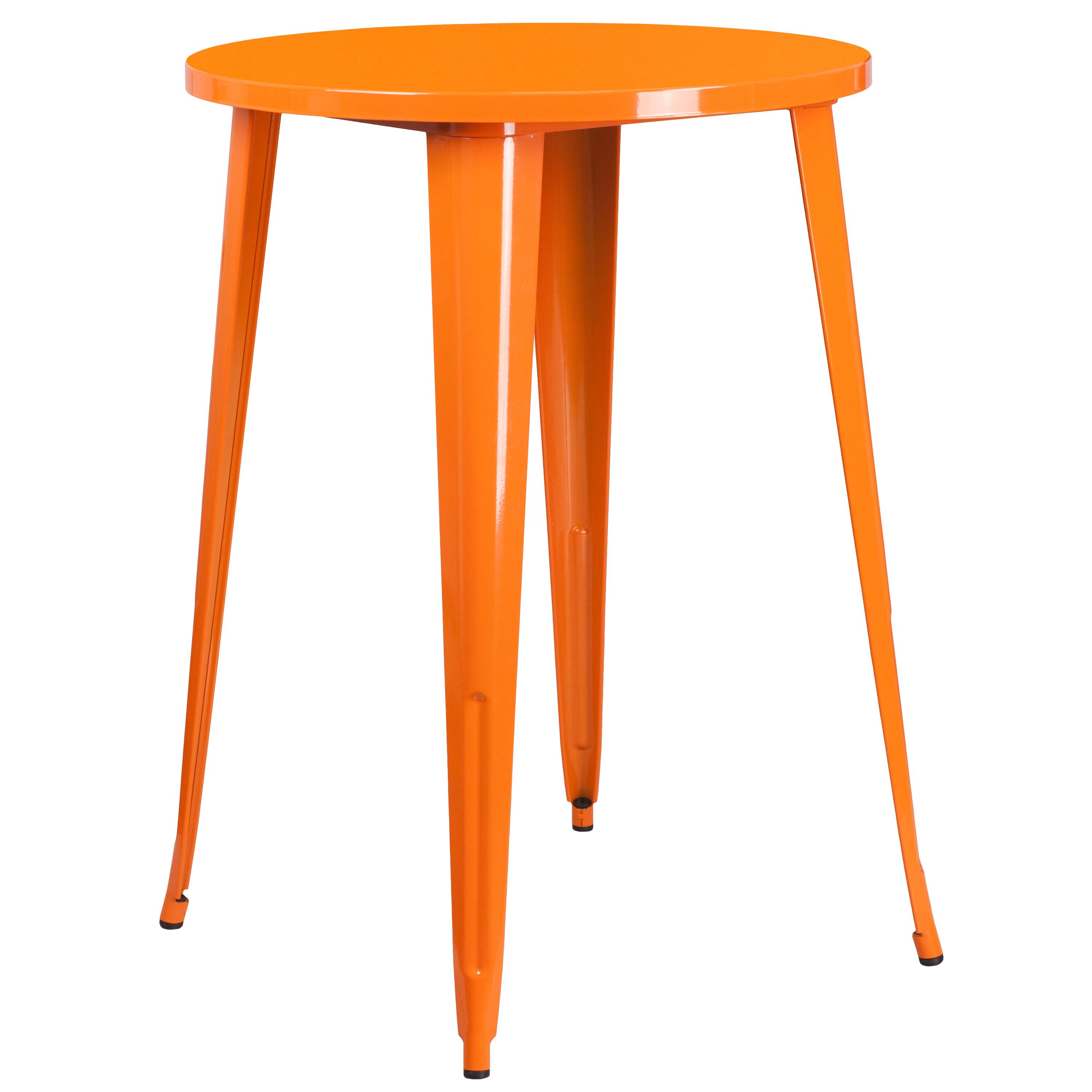 Alt View 3. Emma + Oliver - Commercial Grade 30" Round Metal Indoor-Outdoor Bar Table Set with 2 Cafe Stools - Orange.
