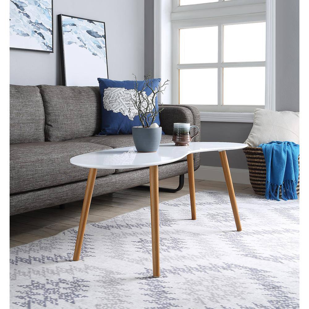 Left. Convenience Concepts - Oslo Bean Shaped Coffee Table - White/Natural.