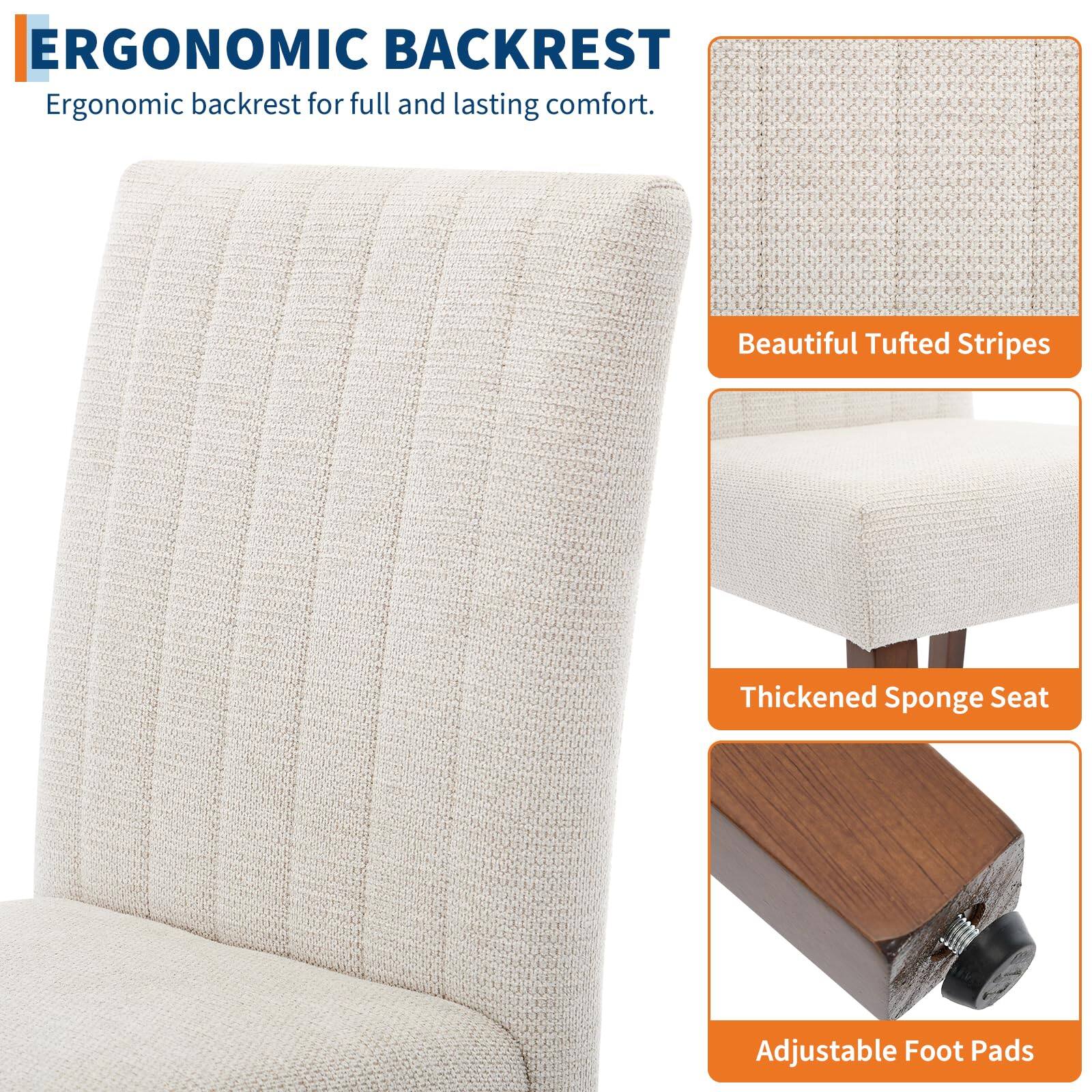 ERGONOMIC BACKREST  
Ergonomic backrest for full and lasting comfort.

Beautiful Tufted Stripes

Thickened Sponge Seat

Adjustable Foot Pads