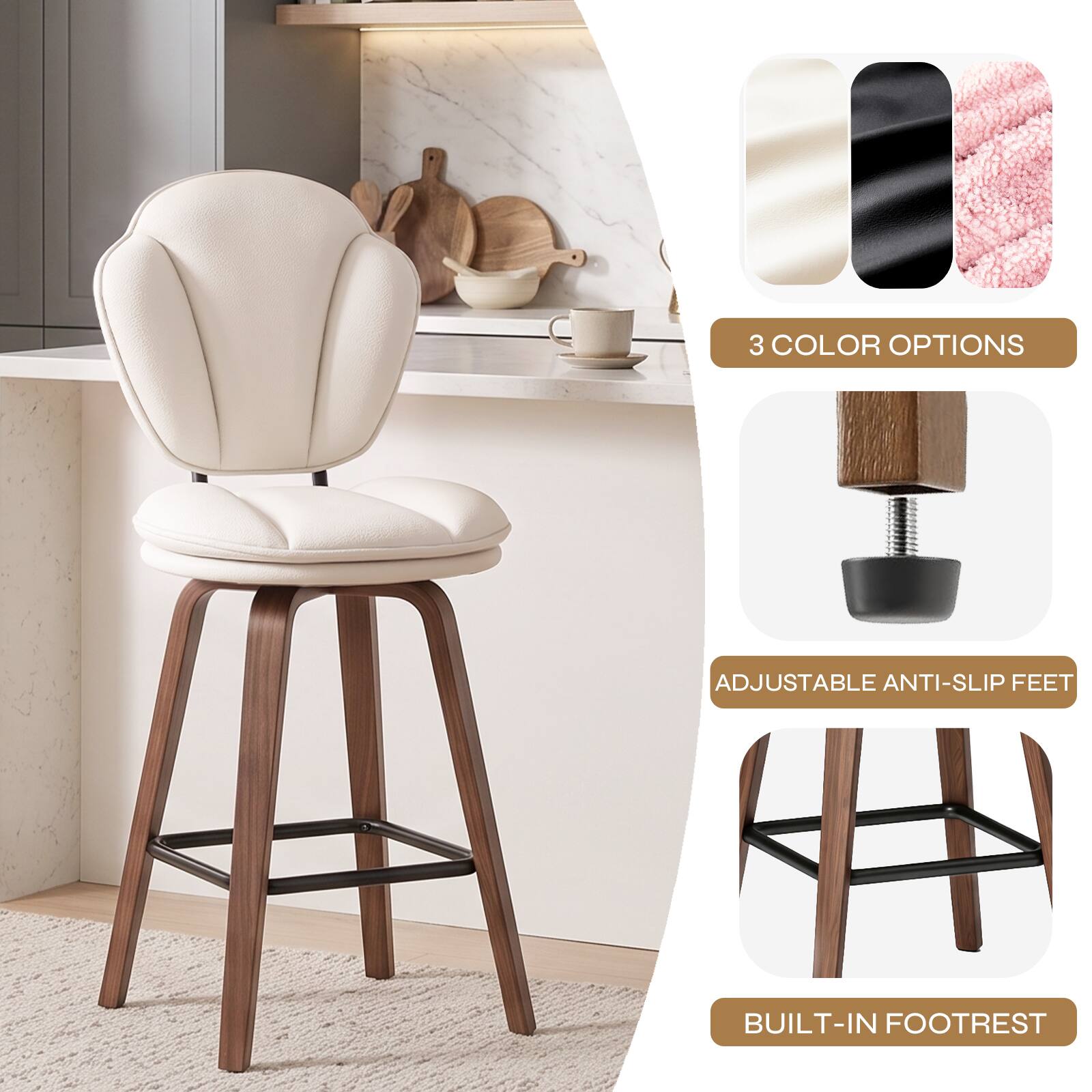 3 COLOR OPTIONS

ADJUSTABLE ANTI-SLIP FEET

BUILT-IN FOOTREST