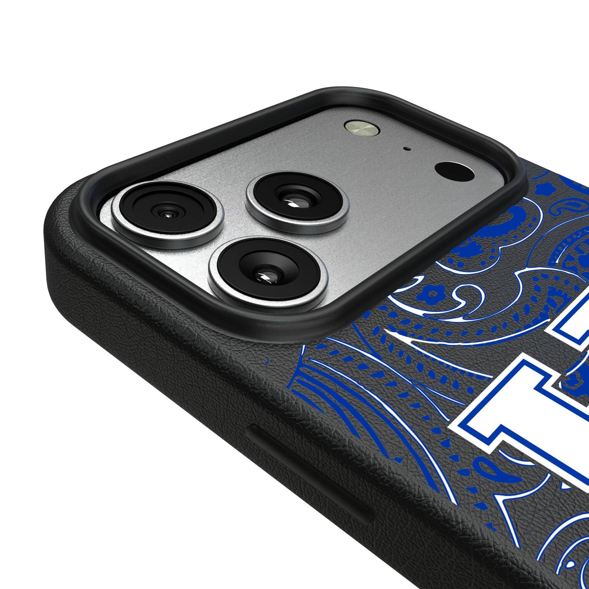 Alt View 2. Keyscaper - Kentucky Wildcats Paisley iPhone Magnetic Bump Case - 15 Plus - Black.