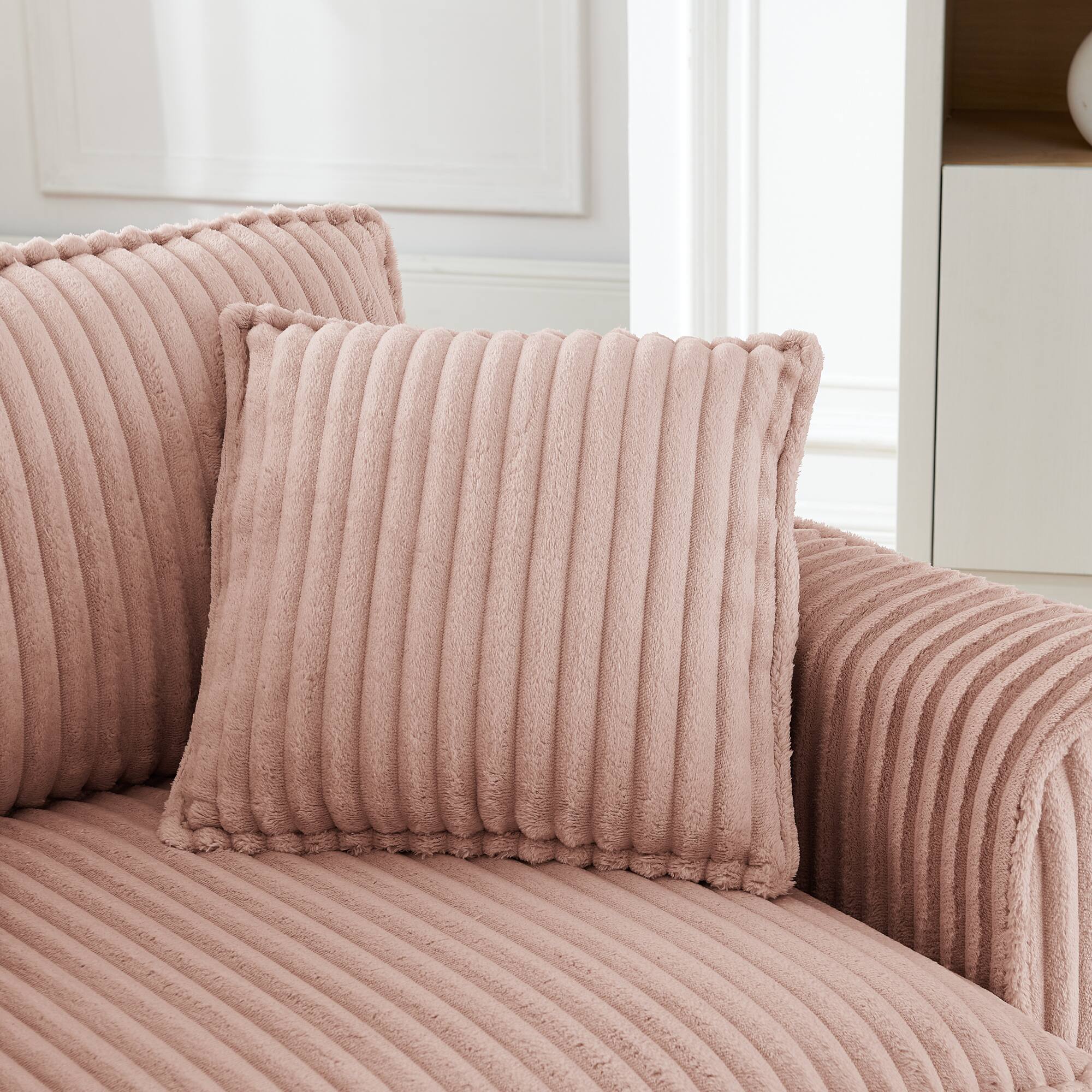 Alt View 6. Trinkets Crazed - Wide Accent Armchair with Pillows,Corduroy Oversized Single Sofa, Chair and a Half with Wide Armrest for Living Room - Pink.