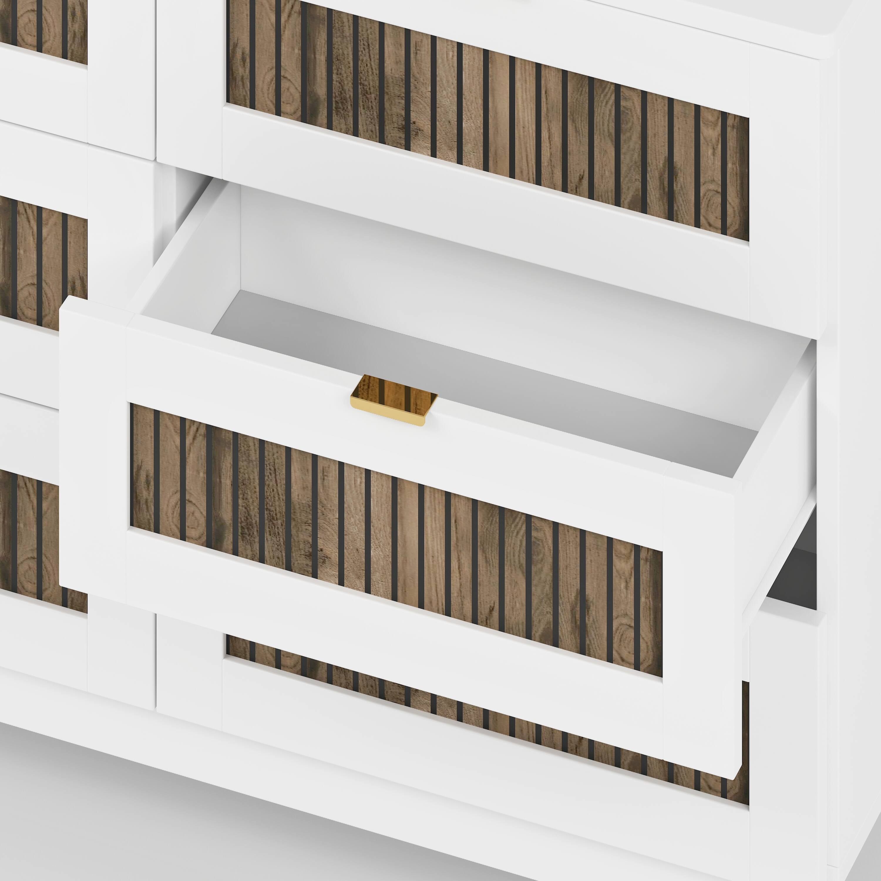 Spaco Wooden Dresser with 6 Drawers, Storage Cabinet for Bedroom with ...