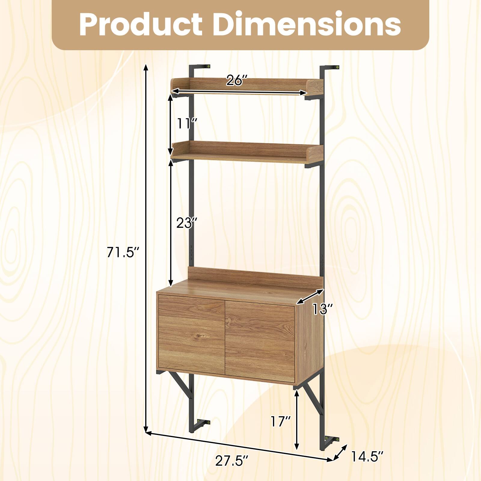 Product Dimensions: 26" x 11" x 23" x 71.5" x 13" x 17" x 27.5" x 14.5"