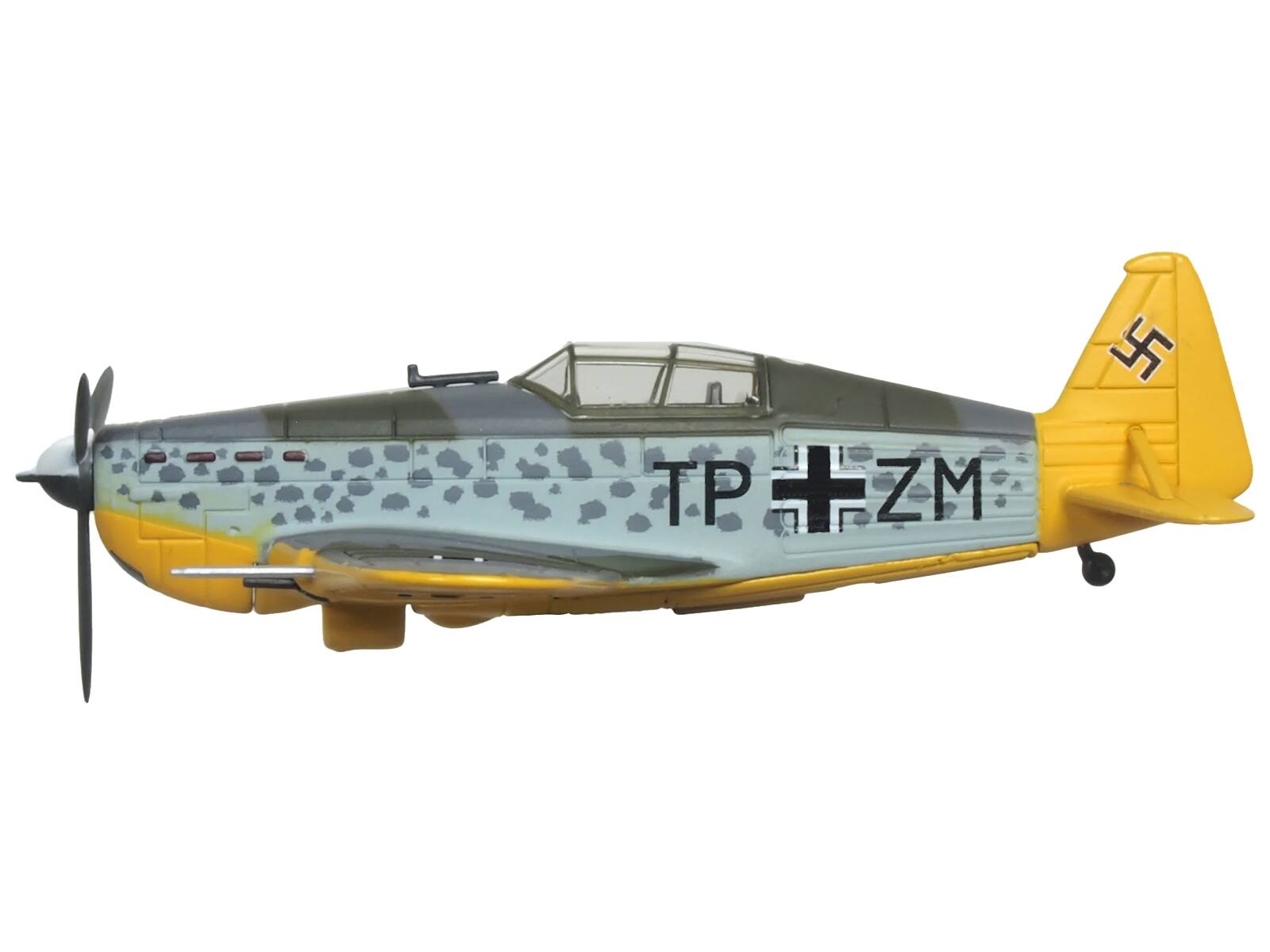 Angle. Oxford Diecast - Morane-Saulnier M.S.406 Fighter Aircraft "KG200 Ossun-Tarbes France 1943" German Luftwaffe 1/72 "Oxford Aviation" - Yellow.