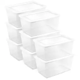 Sterilite - 90 Qt Storage Box, Stackable Plastic Container, Home Organizer, 8 Pack - White