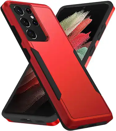 Front. Entronix - Entronix Galaxy S23 Ultra Case - Soft-Touch Dual-Layer Protective Cover - Red.