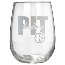 Great American Products - Pittsburgh Steelers Etched 17oz. City Stemless Wine Glass - Multicolor