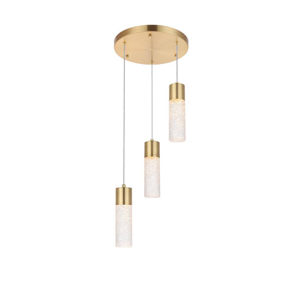 Alt View 4. Elegant Lighting - Constellation 3 light Gold LED Pendant - Gold.