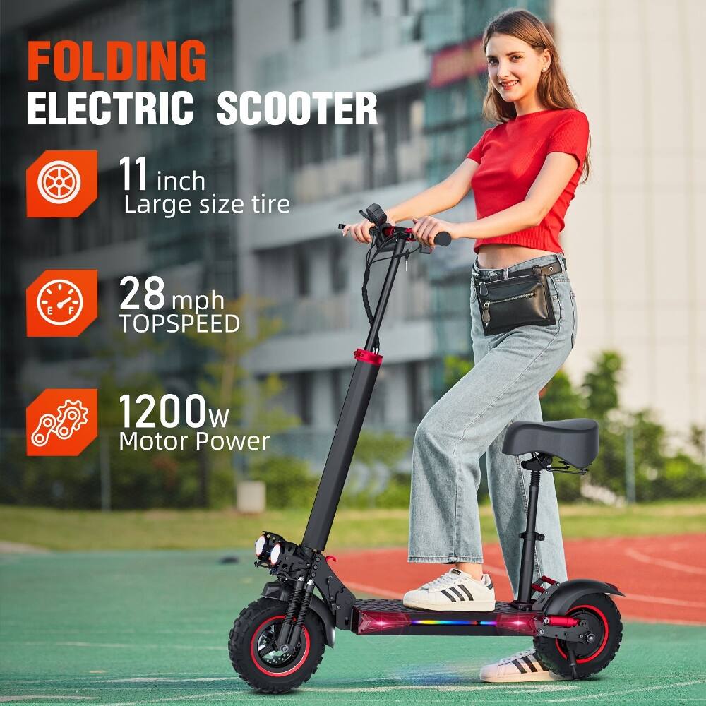 FOLDING ELECTRIC SCOOTER

- 11 inch Large size tire
- 28 mph TOPSPEED
- 1200w Motor Power