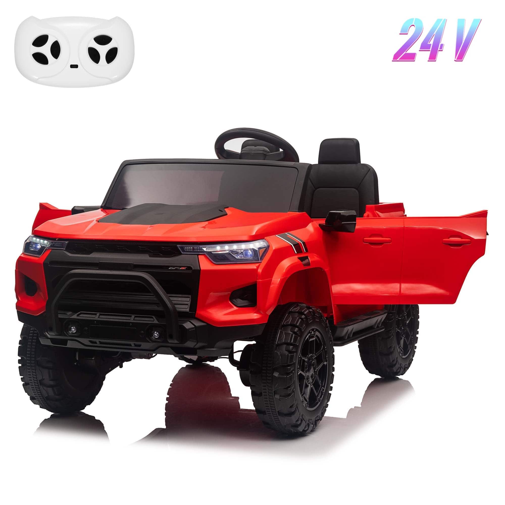 GARVEE - Kids 2-Seater Electric Truck 24V, Remote Control, Battery Display, Trunk - Red