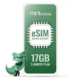 Mint Mobile - 3-Month 17GB eSIM Prepaid Plan (Digital Delivery) - Mint Green