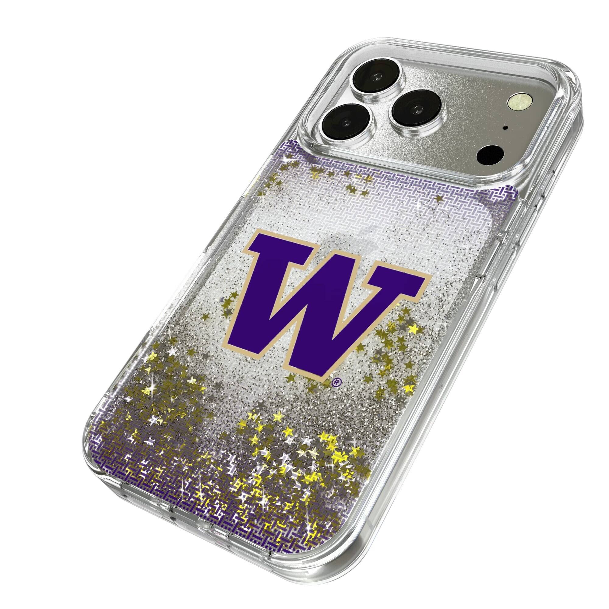 Alt View 1. Keyscaper - Washington Huskies Linen Logo iPhone Glitter Case - 14 - Multicolor.