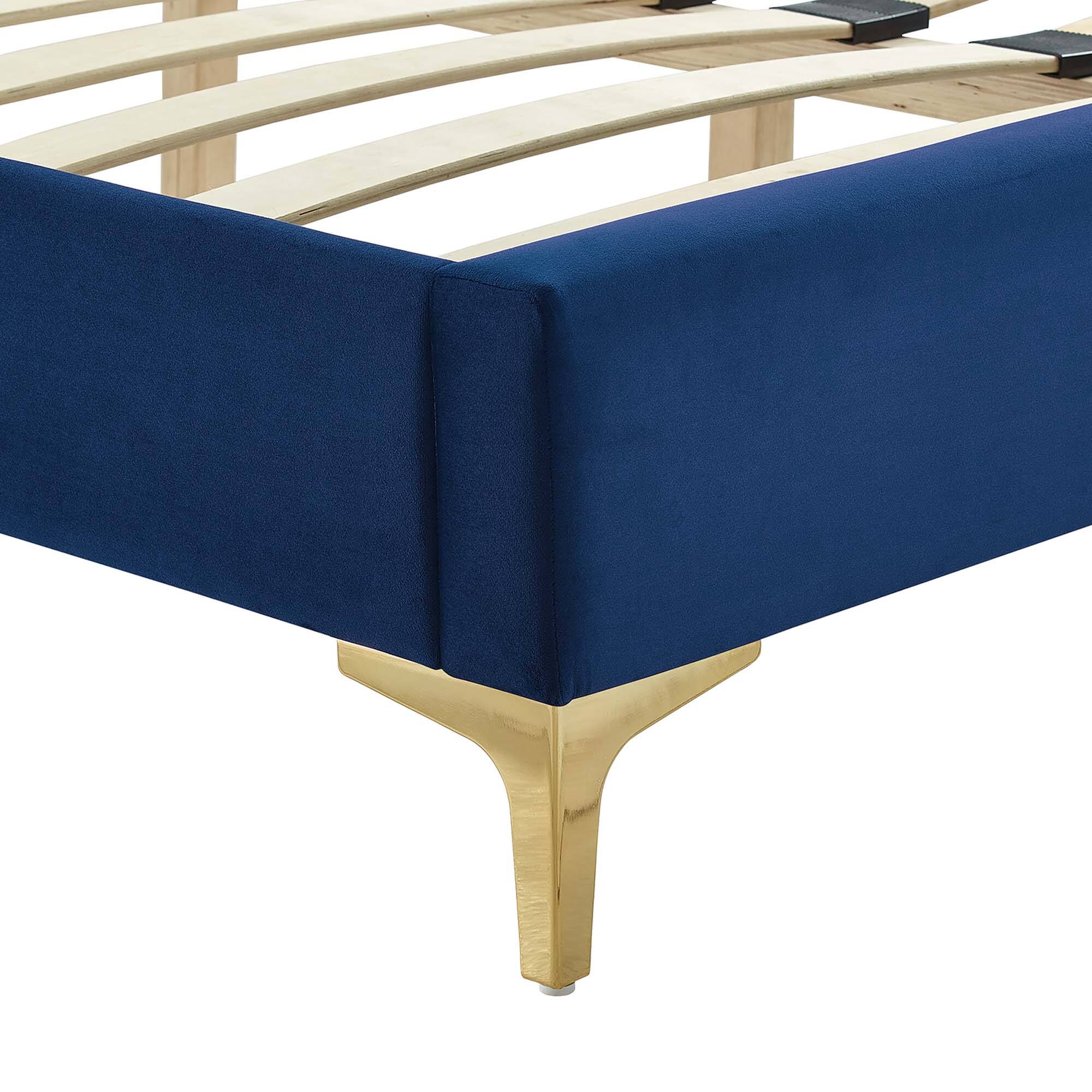 Alt View 4. Modway - Yasmine Channel Tufted Performance Velvet Twin Platform Bed - Blue.