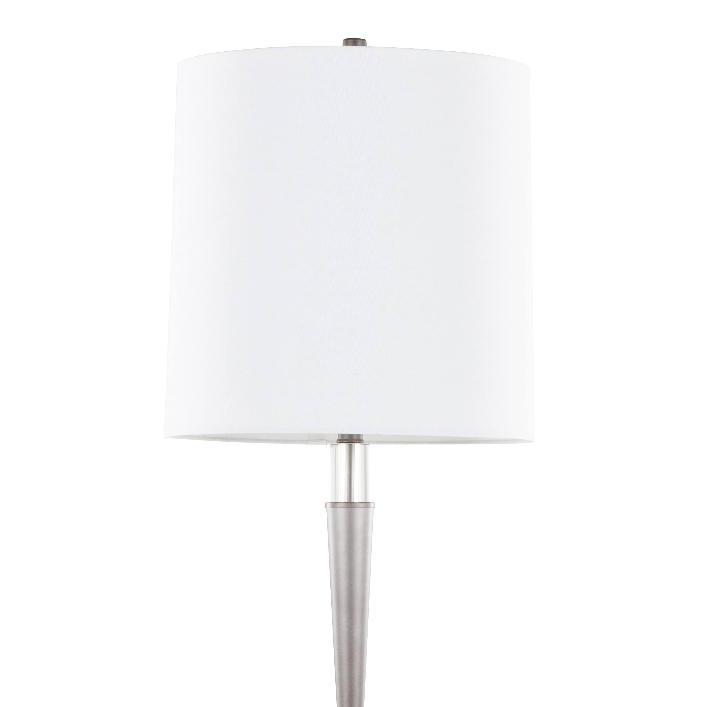 Alt View 1. Loheer - Loheer Crystal Floor Lamp Set of 2 White Linen Shade 64.5 Inch Tall Cast Iron Standing Lamps for Bedroom Living Room - Cast Iron.