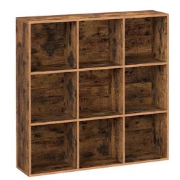 Songmics Home - CUSTOS Collection - Bookshelf, Bookcase, Cube Shelf with 9 Compartments,Storage Shelf, for Living Room, Home Office - Rustic Brown