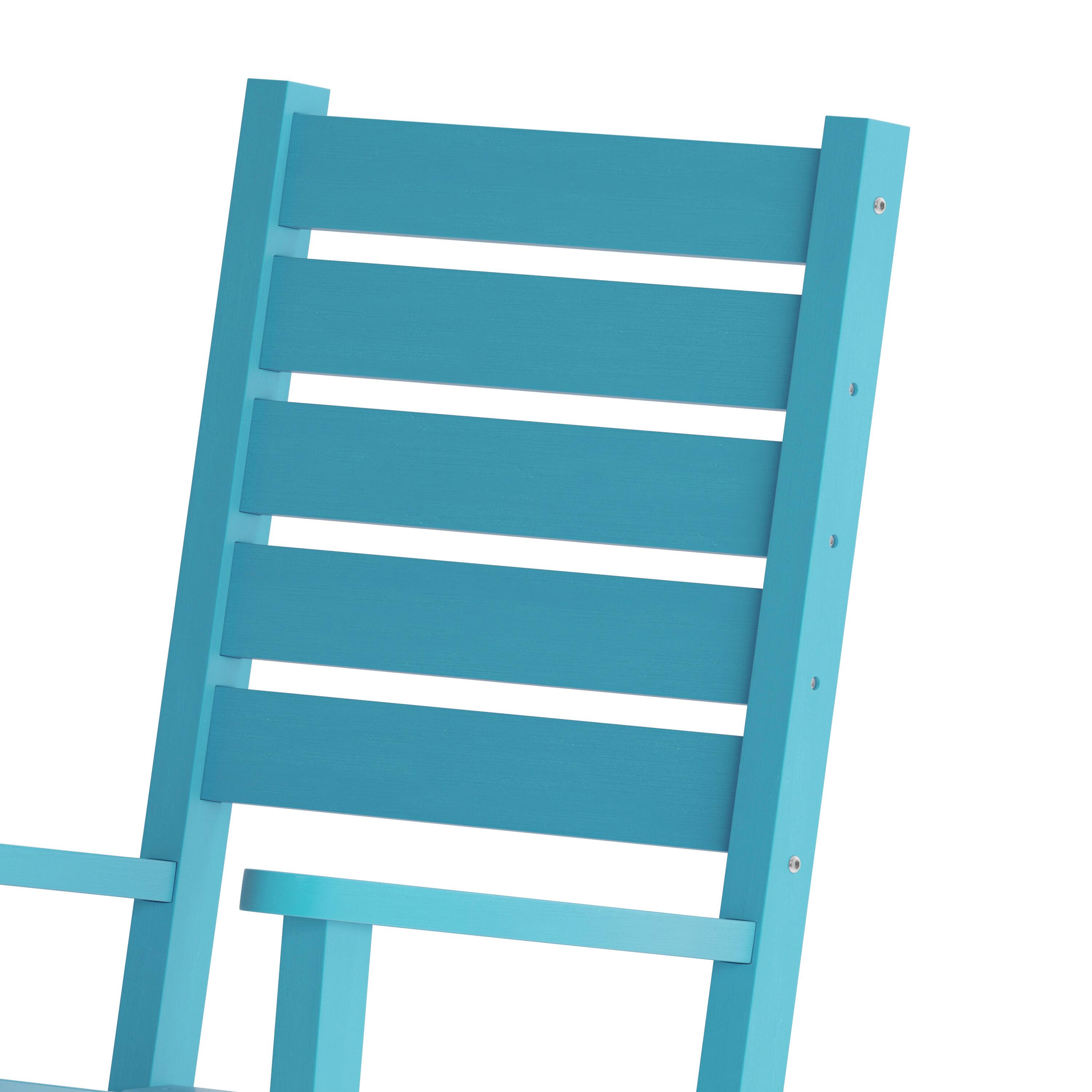 Alt View 10. Emma + Oliver - Florian Contemporary Rocking Chair, All-Weather HDPE Indoor/Outdoor Rocker - Blue.