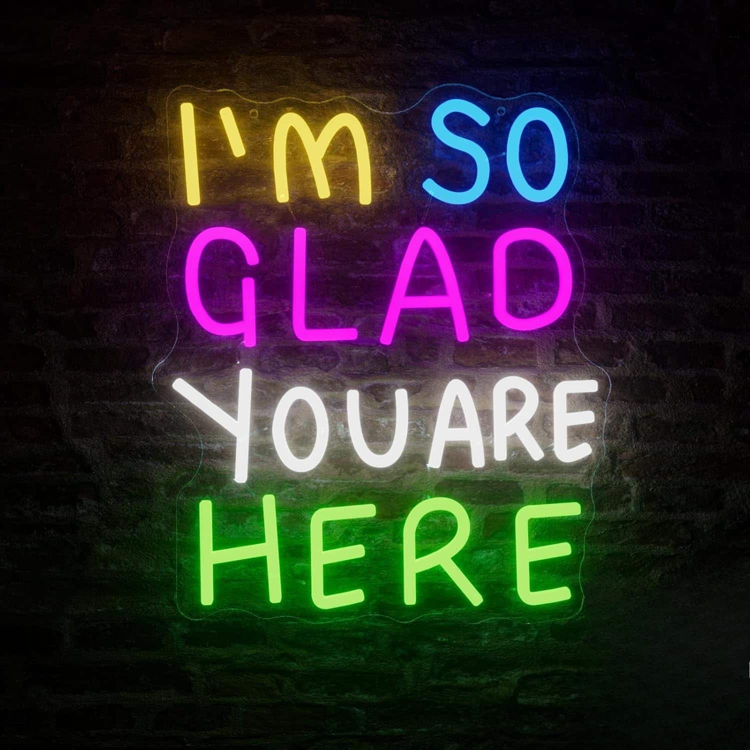 Auledio - LED I'm So Glad You Are Here Neon Sign Dimmable LED Neon Light for Wall Decor Classroom USB Powered Multicolored Light - Multicolor