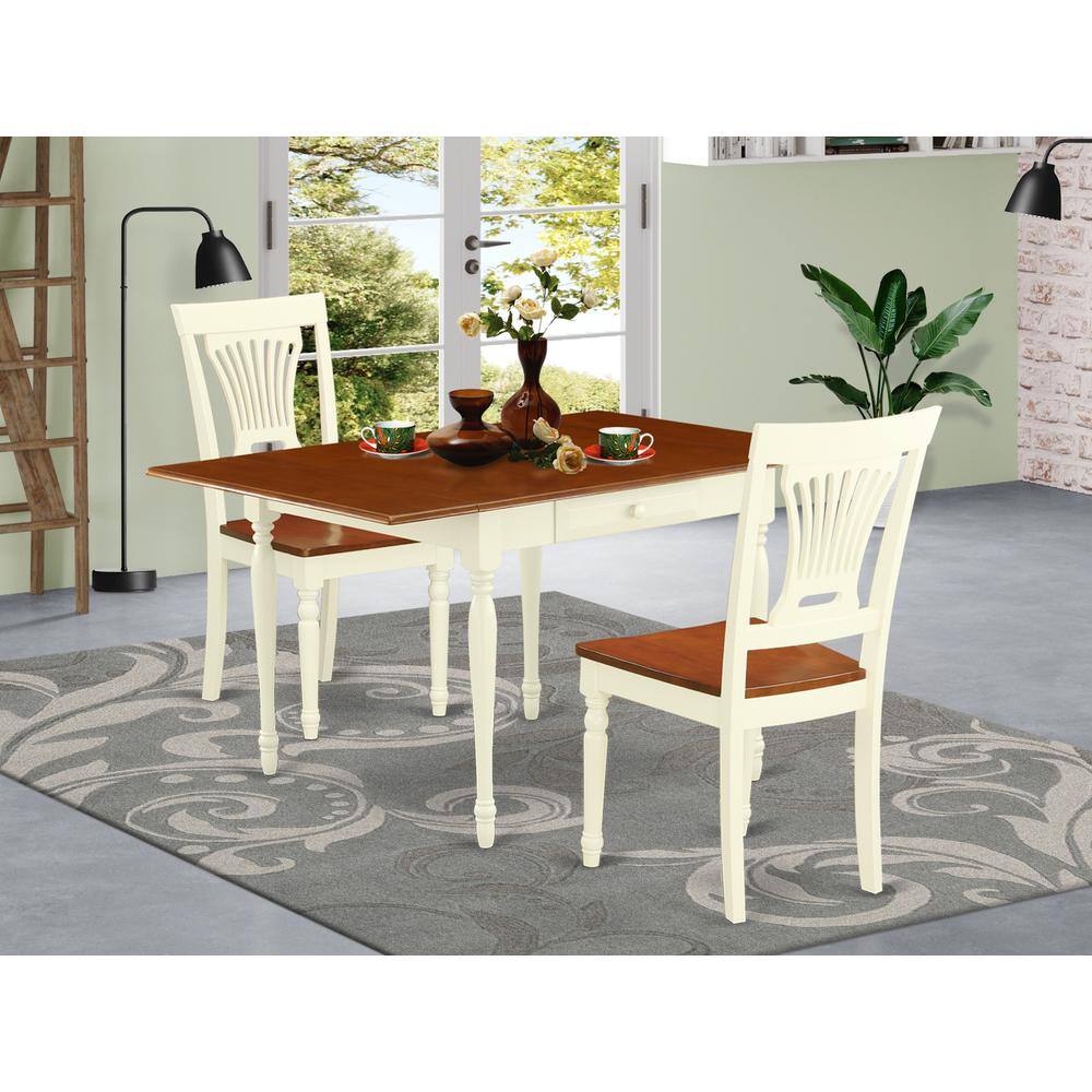 Left. East West Furniture - Dining Room Set Buttermilk & Cherry - Brown.