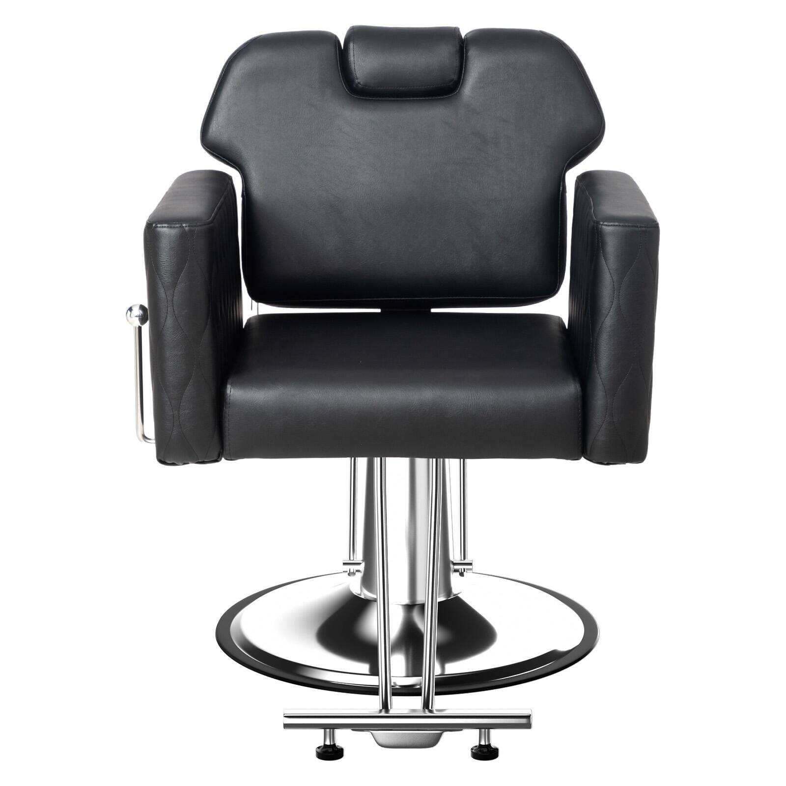 Winado - All Purpose Beauty Salon Reclining Chair with 330 lbs Weight Capacity, Footrest, 360° Swivel for Hair Cutting Shampoo - Silver & Black