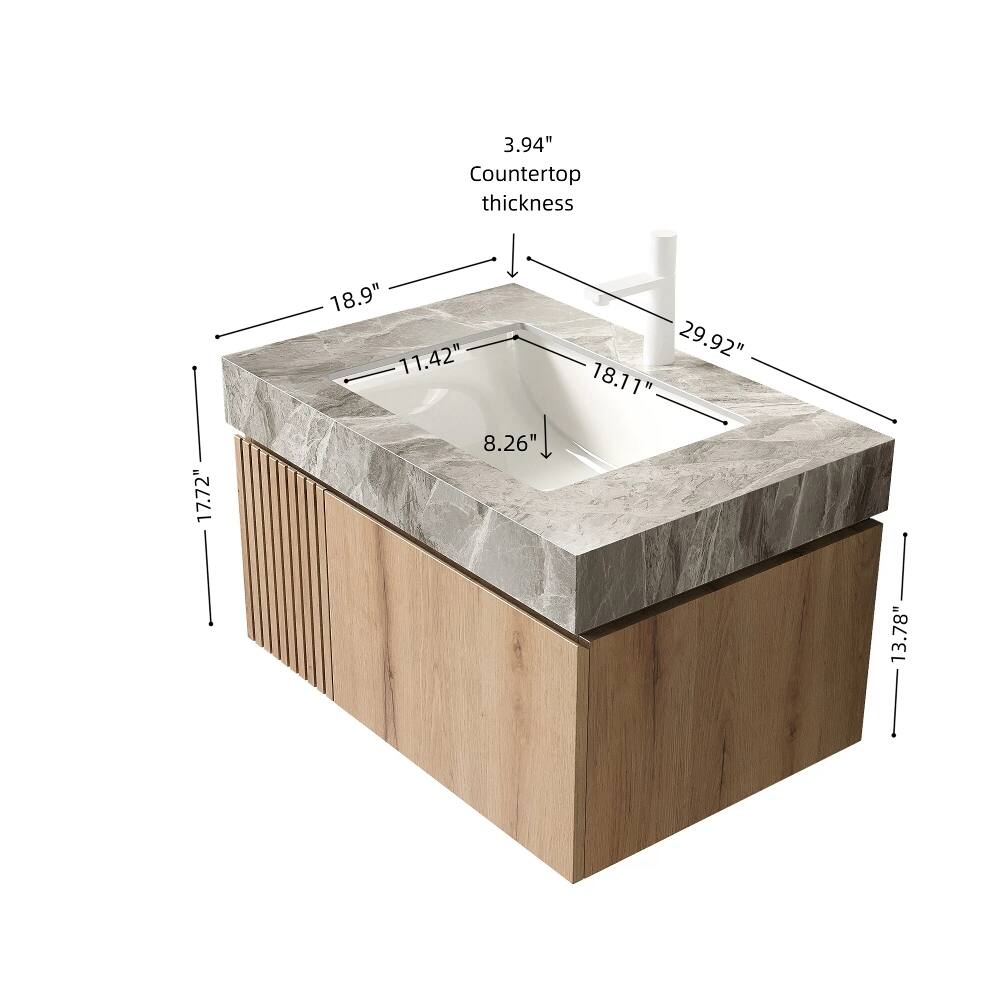 3.94" Countertop thickness  
17.72"  
18.9"  
11.42"  
8.26"  
29.92"  
18.11"  
13.78"