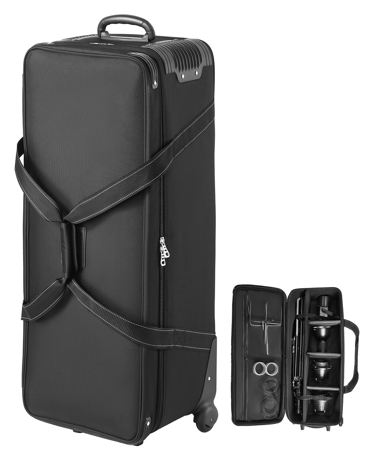 Front. VEVOR - Studio Equipment Trolley Case, 39.37 x 14.96 x 12.60 in / 100 x 38 x 32 cm, Rolling Camera Bag - Black.