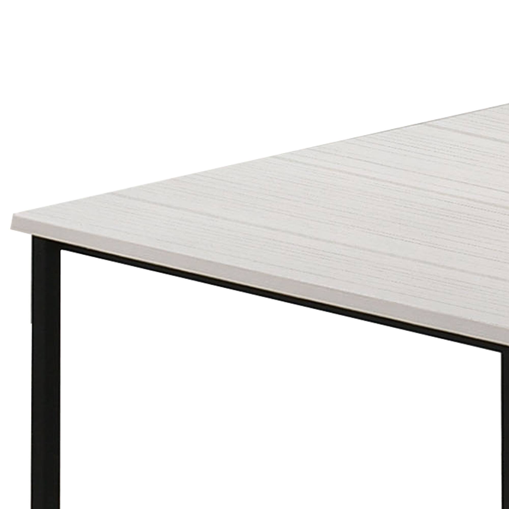 Back. Vaczon - Minimalist 3-Pc. Coffee Table Set with 2-Tier Storage Collection Metal and Engineered Wood Compact Living Room - White.