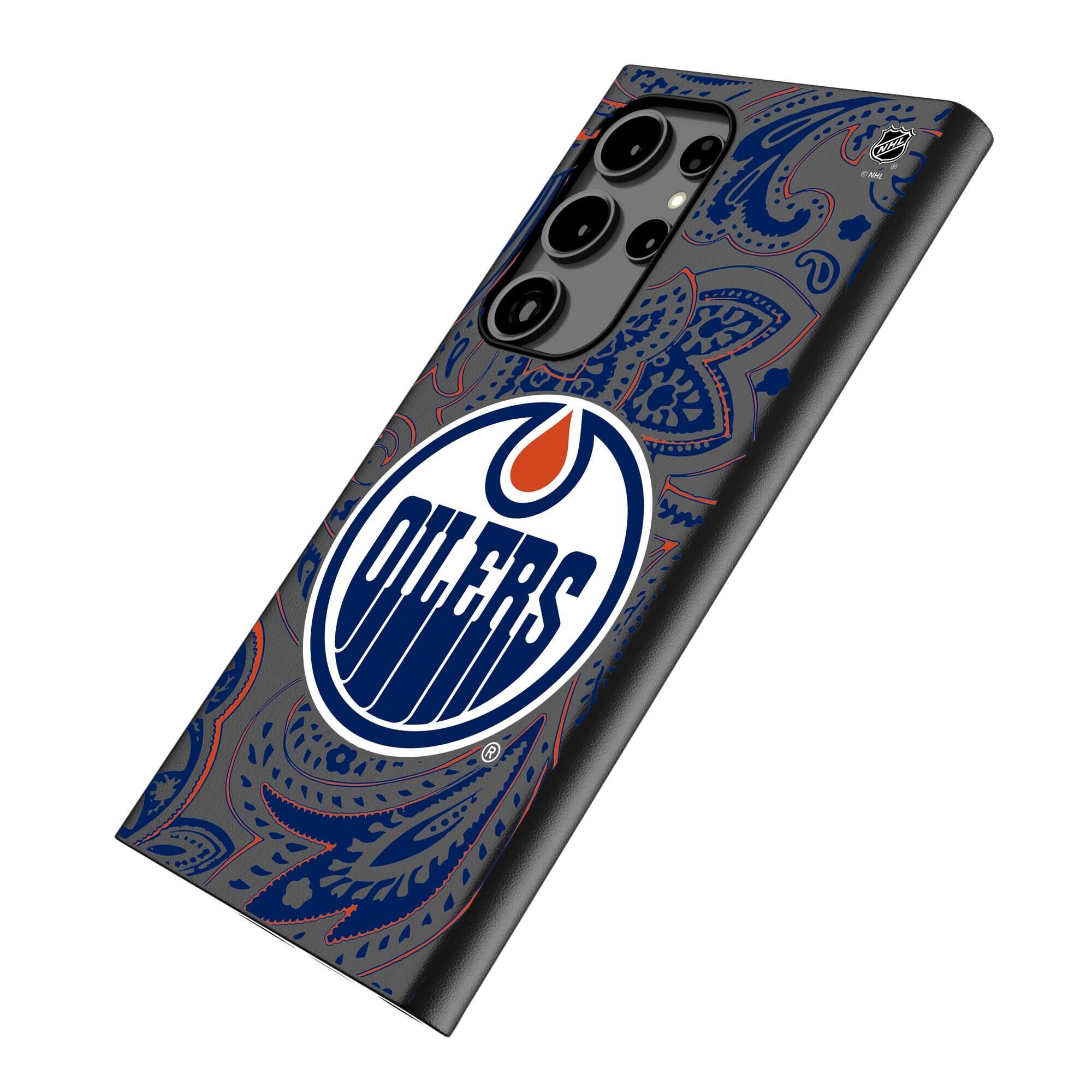 Alt View 1. Keyscaper - Edmonton Oilers Paisley Galaxy Magnetic Bump Case - S24 - Black.