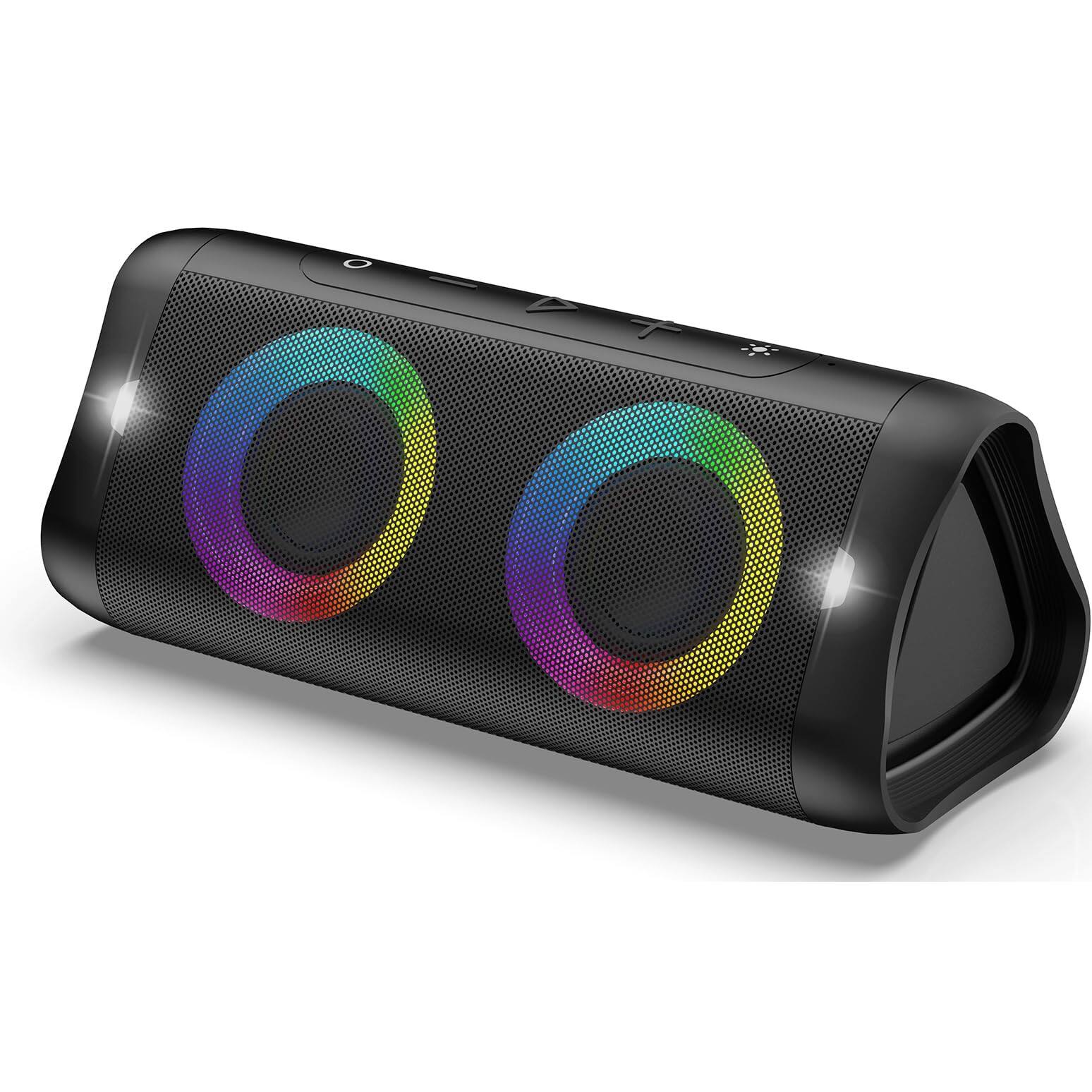 Front. Dazzed Corner - Portable Bluetooth Speaker with Lights - Black.