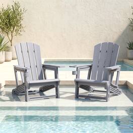 Costway - 2 PCS HDPE Adirondack Chairs with Realistic Wood Grain, Extended Backrest - Gray
