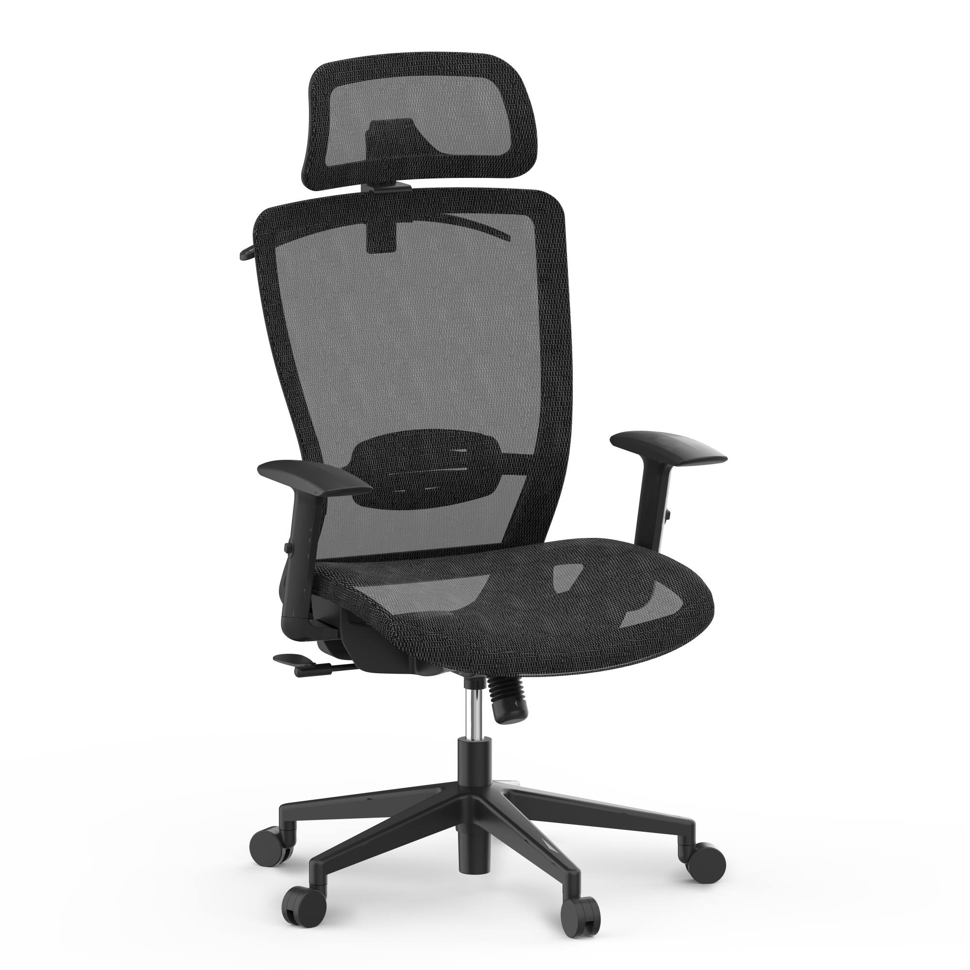 Front. FlexiSpot - C3-MH Ergonomic Mesh Office Chair with Adjustable Headrest, Lumbar Support & Swivel Design for Home Office - Black.