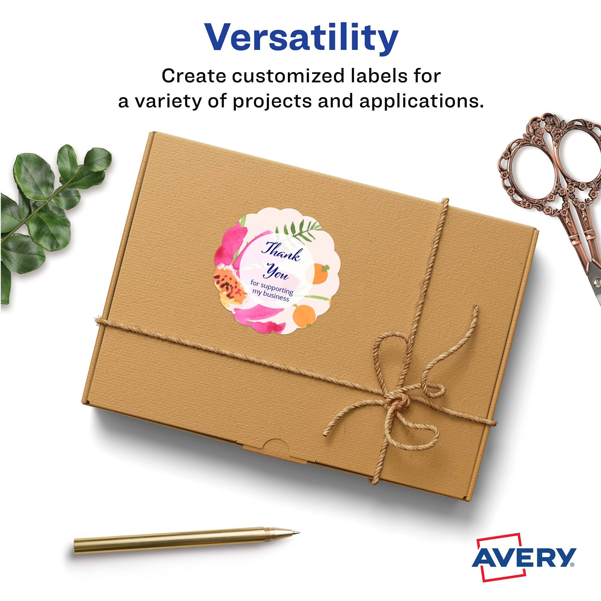 Versatility  
Create customized labels for a variety of projects and applications.  

Thank You for supporting my business.  

AVERY