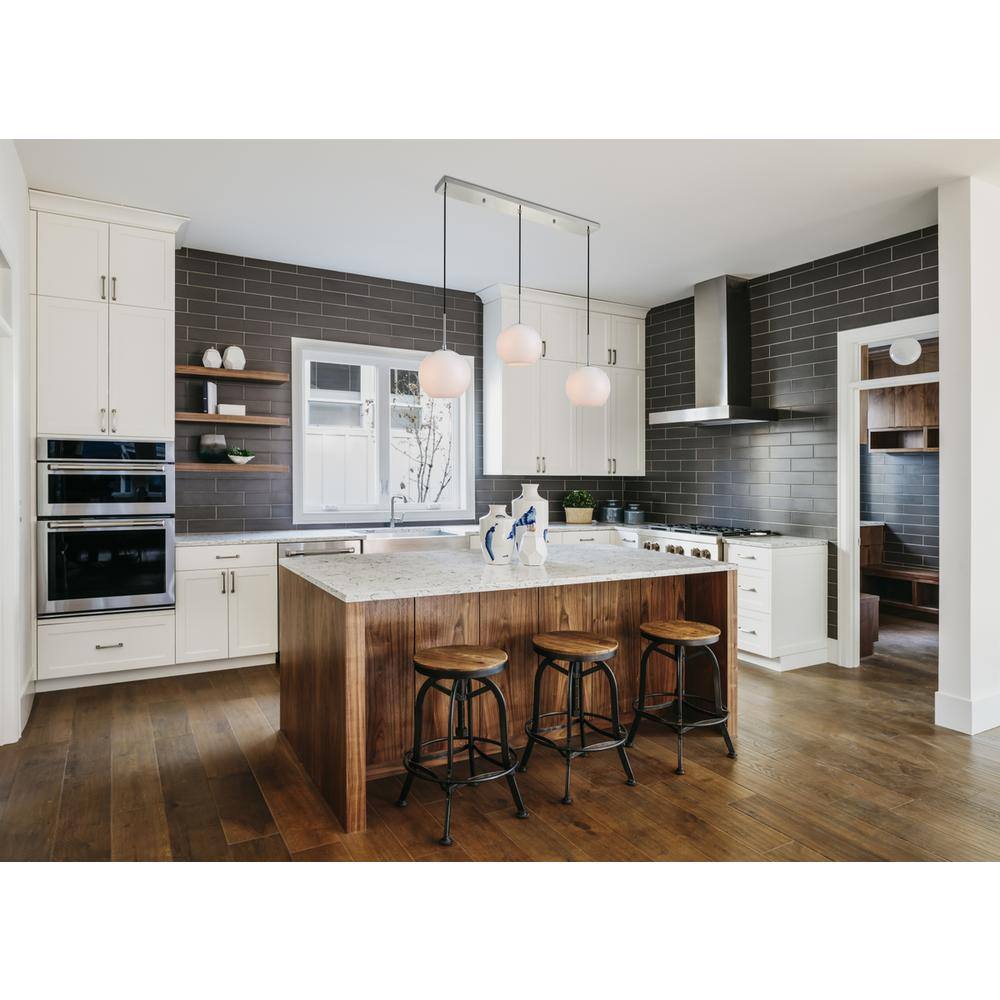 Angle. Living District - Baxter 3 Lights Chrome Pendant With Frosted White Glass - Chrome And Frosted White.