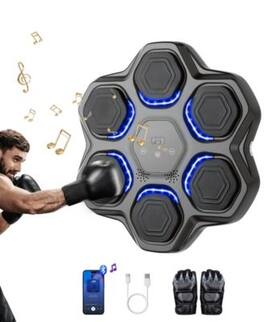 Sugift - Wall-Mounted Music Boxing Trainer With Gloves Bluetooth Punch Tracking And Multi-Speed Modes - Black